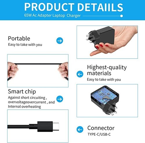 65w usb laptop charger - usb, c